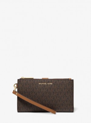Michael Kors Adele Logo Smartphone Wallet Unterarmtasche-Taschen Damen Braun | WE5264379