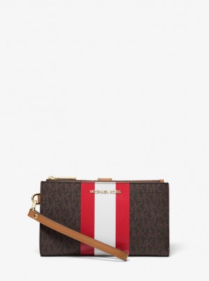 Michael Kors Adele Logo Stripe Smartphone Wallet Unterarmtasche-Taschen Damen Hellrot | AW3495618