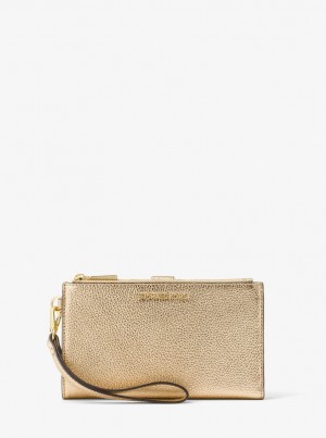 Michael Kors Adele Metallic Pebbled Leather Smartphone Wristlet Wristlet Damen Gold | DG0419576