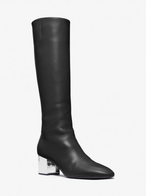 Michael Kors Ali Leather Boot Stiefel Damen Schwarz | FT4290618