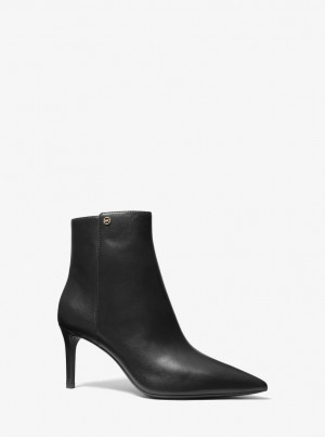 Michael Kors Alina Flex Leather Ankle Boot Stiefel Damen Schwarz | VY4083296