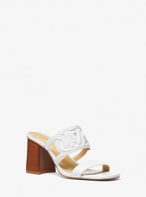 Michael Kors Alma Leather Sandal Sandalen Damen Weiß | MH4029815