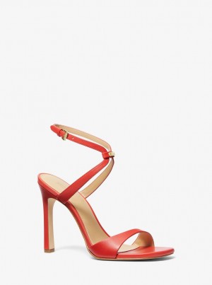 Michael Kors Amara Leather Sandal Sandalen Damen Koralle | GL0754312