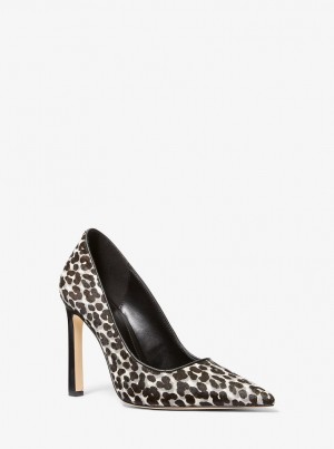 Michael Kors Amara Leopard Print Calf Hair Pump Pumps Damen Schwarz | UX7135986