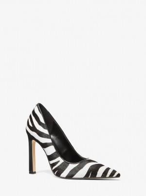 Michael Kors Amara Zebra Print Calf Hair Pump Pumps Damen Schwarz | DK9572036