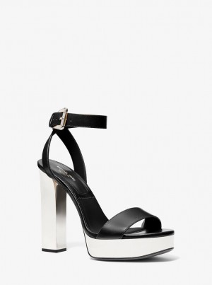 Michael Kors Anabelle Leather Platform Sandal Sandalen Damen Schwarz | DK0268193