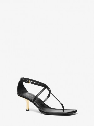 Michael Kors Anna Leather Sandal Sandalen Damen Schwarz | JC4631927