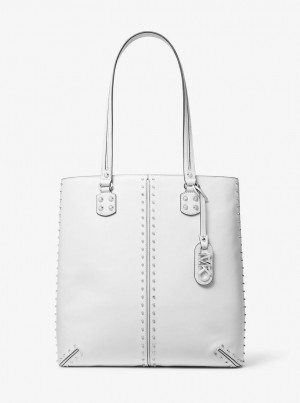 Michael Kors Astor Large Studded Leather Tote Bag Handtasche Damen Weiß | TG9725640