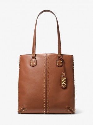 Michael Kors Astor Large Studded Leather Tote Bag Handtasche Damen Luggage | GA4135906