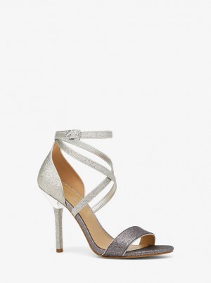 Michael Kors Astrid Glitter Embellished Sandal Sandalen Damen Silber Schwarz | TX0257419
