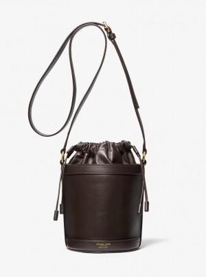 Michael Kors Audrey Medium Leather Bucket Bag Satchel Tasche Damen Schokolade | IG0562349