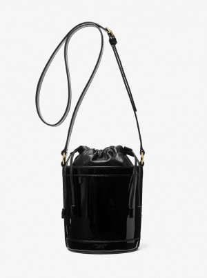 Michael Kors Audrey Medium Patent Leather Bucket Bag Satchel Tasche Damen Schwarz | EI1378269