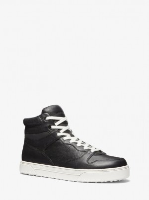 Michael Kors Barett Leather High-Top Sneaker Sneakers Herren Schwarz | GW6240789