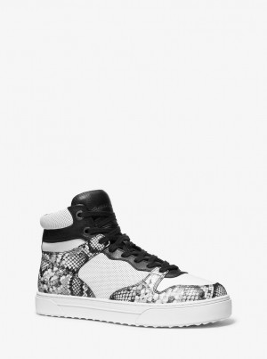 Michael Kors Barett Snake Embossed Leather High-Top Sneaker Sneakers Herren Weiß | EJ8416239