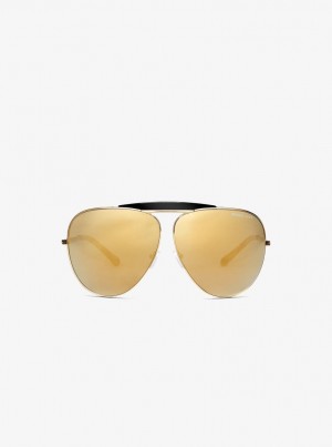 Michael Kors Bleecker Sunglasses Sonnenbrille Damen Gold Schwarz | XV9254736