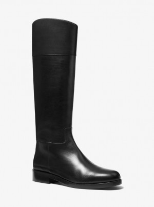 Michael Kors Braden Leather Riding Boot Stiefel Damen Schwarz | AE9653428
