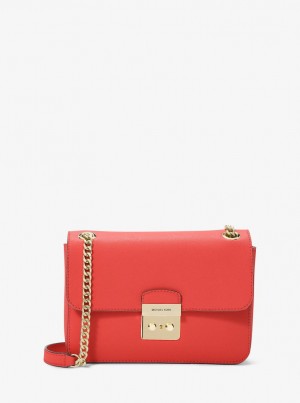 Michael Kors Brandi Medium Saffiano Leather Shoulder Bag Schultertasche Damen Sangria | RL9580324