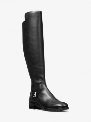 Michael Kors Branson Stretch Leather Boot Stiefel Damen Schwarz | VM0962713