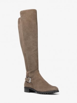 Michael Kors Branson Stretch Suede Boot Stiefel Damen Hellbraun | SC0642378