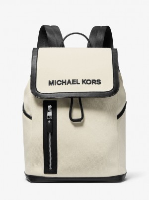 Michael Kors Brooklyn Cotton Canvas Backpack Rucksäcke Herren Beige | SQ5319724