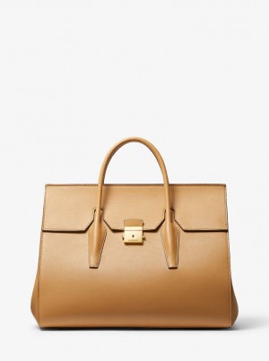 Michael Kors Campbell Leather Weekender Bag Satchel Tasche Damen Braun | QF4583709