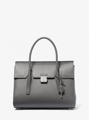 Michael Kors Campbell Medium Pebbled Leather Satchel Satchel Tasche Damen Slate | QN2583196