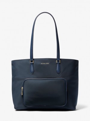 Michael Kors Cara Large Nylon Tote Bag Handtasche Damen Navy | ZM4095716