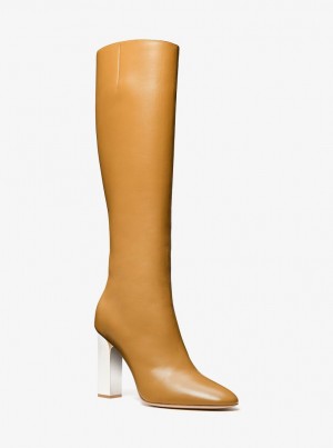 Michael Kors Carly Leather Boot Stiefel Damen Braun | DV6857931