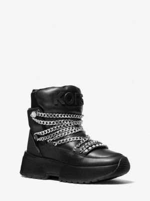 Michael Kors Cassia Leather Boot Stiefel Damen Schwarz | LZ9620753