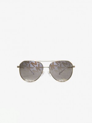 Michael Kors Cheyenne Sunglasses Sonnenbrille Damen Silber Gold | NK8950167