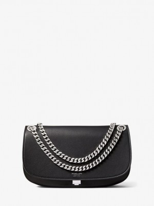 Michael Kors Christie Medium Leather Envelope Bag Unterarmtasche-Taschen Damen Schwarz | GW3649170