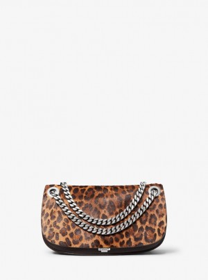 Michael Kors Christie Mini Leopard Print Calf Hair Envelope Bag Unterarmtasche-Taschen Damen Braun Mehrfarbig | JA2034895