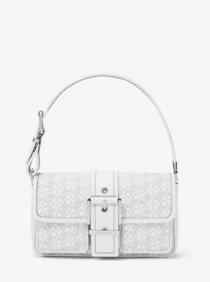 Michael Kors Colby Medium Empire Signature Logo Shoulder Bag Schultertasche Damen Opt/Allum | DP5293786