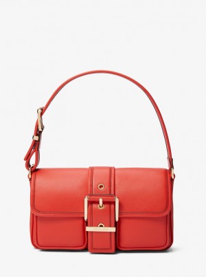Michael Kors Colby Medium Leather Shoulder Bag Schultertasche Damen Koralle | VT8360425