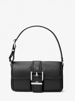 Michael Kors Colby Medium Leather Shoulder Bag Schultertasche Damen Schwarz | LM9804217