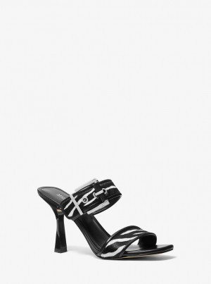 Michael Kors Colby Zebra Print Calf Hair Sandal Sandalen Damen Schwarz | WB9506387