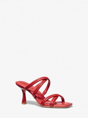 Michael Kors Corrine Leather Sandal Sandalen Damen Rot | XE3452861