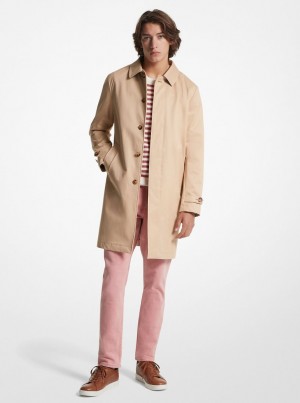 Michael Kors Cotton Blend Balmacaan Coat Jacken Herren Buff | YE2641375
