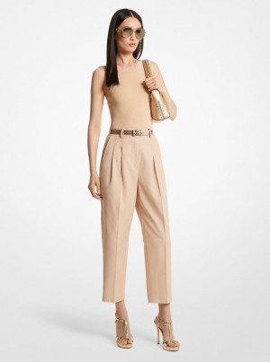 Michael Kors Cotton Blend Twill Cropped Pants Hose Damen Buff | WC9023618