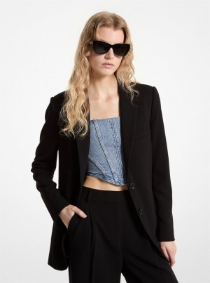Michael Kors Crepe Boyfriend Blazer Jacken Damen Schwarz | UL7921856
