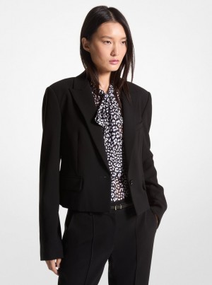 Michael Kors Crepe Cropped Blazer Jacken Damen Schwarz | EL3290657