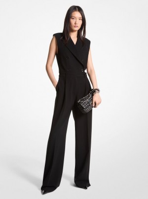 Michael Kors Crepe Double-Breasted Jumpsuit Kleid Damen Schwarz | ZV7208539