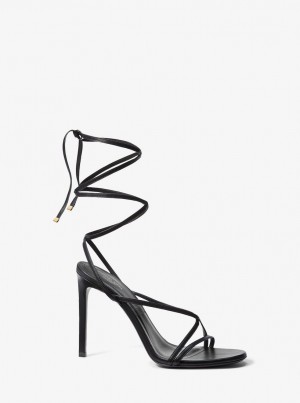 Michael Kors Dahlia Leather Lace-Up Sandal Sandalen Damen Schwarz | WM3860517