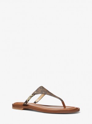 Michael Kors Daniella Empire Signature Logo Sandal Sandalen Damen Braun | KJ4587206