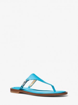 Michael Kors Daniella Leather Sandal Sandalen Damen Blau | LX4067293