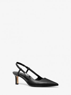 Michael Kors Daniella Leather Slingback Pump Pumps Damen Schwarz | EL3578210
