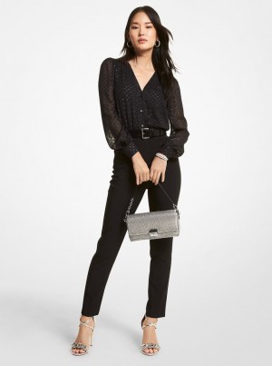 Michael Kors Dot Jacquard and Crepe Jumpsuit Kleid Damen Schwarz | QB8125374