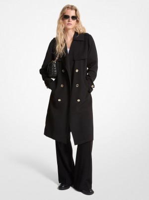 Michael Kors Draped Woven Trench Coat Jacken Damen Schwarz | DK5043712