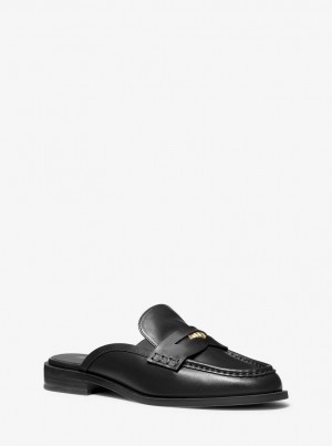 Michael Kors Eden Leather Mule Flache Schuhe Damen Schwarz | KF4273910