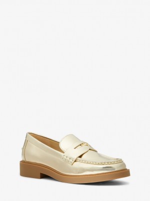 Michael Kors Eden Metallic Leather Loafer Flache Schuhe Damen Gold | SJ5217863
